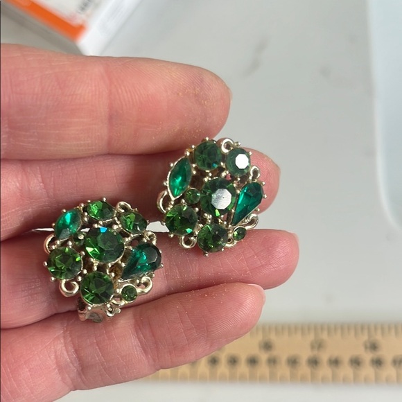 Rhapsody Green rhinestone Earrings - Picture 8 of 8